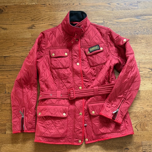 Barbour Women's Quilted Utility Jacket in Red sz14 - Picture 2 of 5